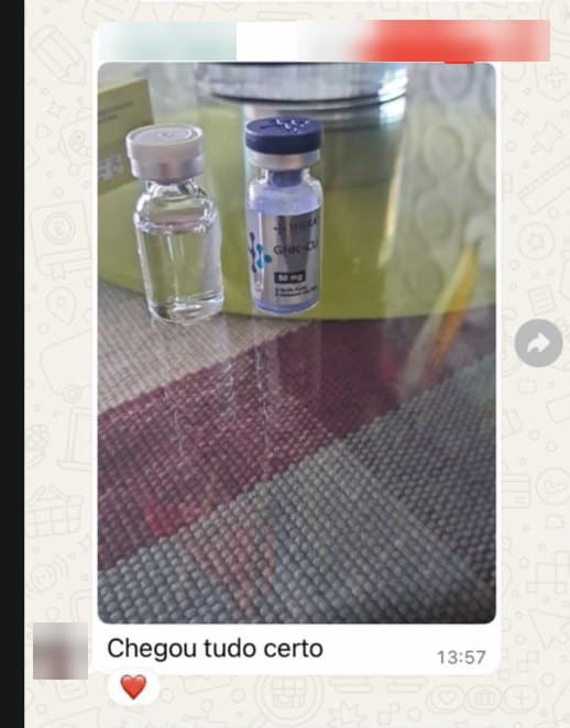 Print do grupo de referências com foto do GHK-Cu recebido